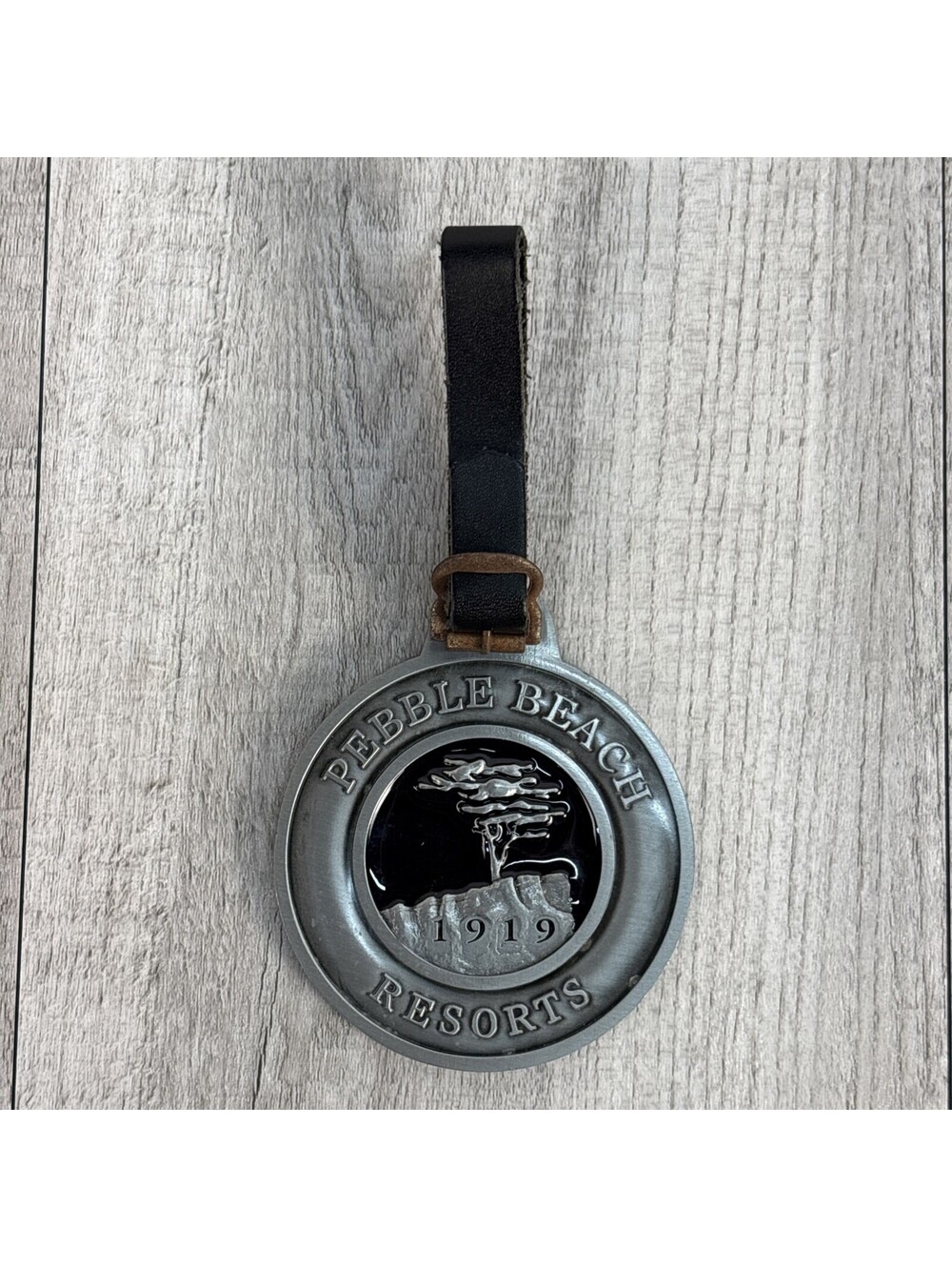 2019 U.S. Open Pebble Beach Metal Golf Bag Tag Medal Leather Strap Spyglass